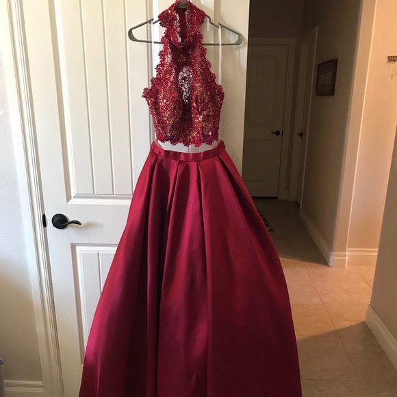 ruby red prom dress